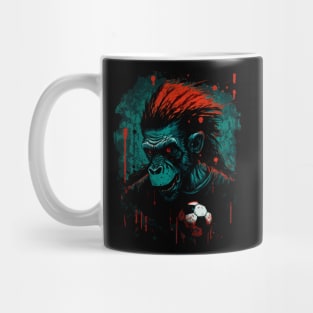 Baboon Sports Player Soccer Futball Football - Graphiti Art Graphic Trendy Holiday Gift Mug